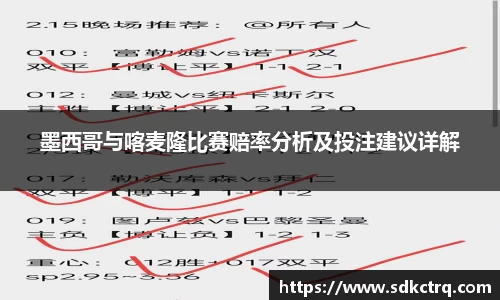 墨西哥与喀麦隆比赛赔率分析及投注建议详解